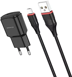 Мережевий зарядний пристрій Borofone BA48A Orion 2.1a home charger + micro USB cable black - фото Мережевий зарядний пристрій Borofone BA48A Orion 2.1a home charger + micro USB cable black