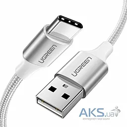 Кабель USB Ugreen US288 Nickel Plating Aluminum Braid 3A 1.5M USB Type-C Cable White - миниатюра 3