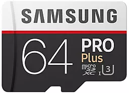 Карта памяти Samsung microSDXC 64GB Pro Plus Class 10 UHS-I U3 (MB-MD64GA/RU) - фото Карта памяти Samsung microSDXC 64GB Pro Plus Class 10 UHS-I U3 (MB-MD64GA/RU)