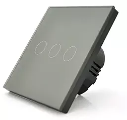 Сенсорний вимикач із заземленням з WiFi триканальним керуванням Gray