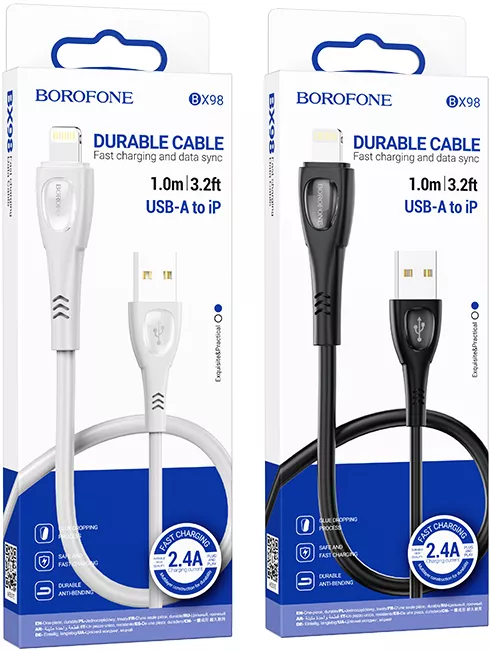 Кабель Borofone BX98 Superior USB-A - Lightning 12w 2.4a 1м cable Gray - фото 5