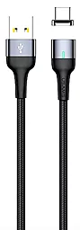Кабель Usams U29 Magnetic USB-A - Type-C 12w 2.4a 2м cable Black - фото Кабель Usams U29 Magnetic USB-A - Type-C 12w 2.4a 2м cable Black