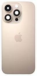 Задняя крышка корпуса Apple iPhone 16 Pro со стеклом камеры, с корпусной рамкой Original Desert Titanium - фото Задняя крышка корпуса Apple iPhone 16 Pro со стеклом камеры, с корпусной рамкой Original Desert Titanium