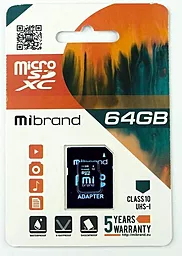 Карта памяти Mibrand microSDXC 64GB Class 10 UHS-1 U1 + SD-адаптер (MICDXU1/64GB-A)