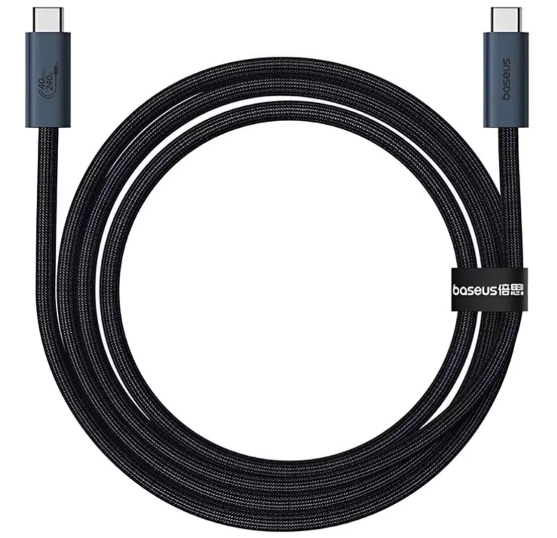 Мультимедийный кабель Baseus Flash 2 Full FeatuRed USB4.0 Type-C - Type-C 8k 60hz 240w 5a 1м 40gbps PD data cable Black (P10311803111-00) - фото 3