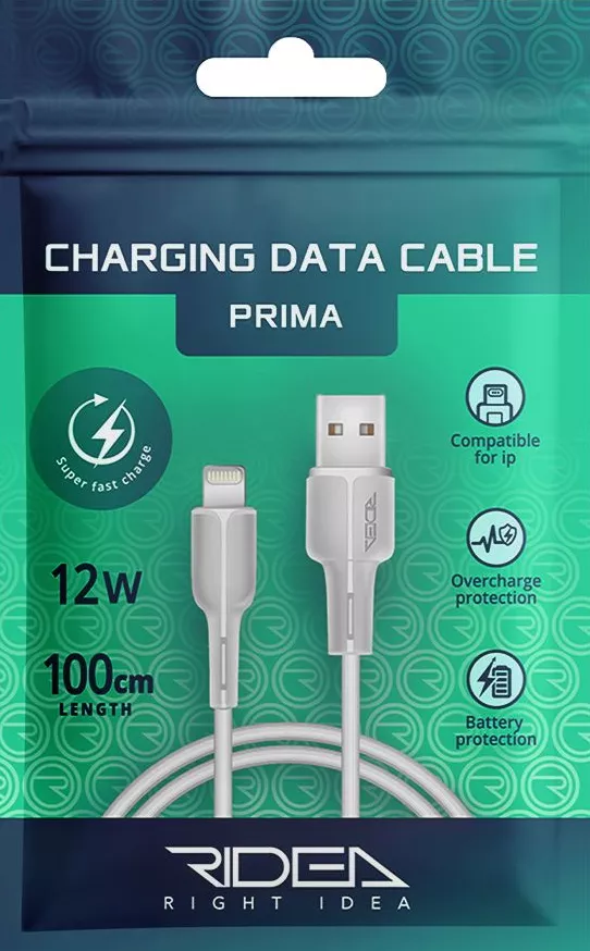 Кабель Ridea RC-M131 Prima USB-A - Lightning 12w 2.4a 1м cable White - фото 6