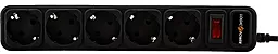 Мережевий фільтр (подовжувач) Logicpower LP-X5-UPS 3.0м, 10А, 5 розеток, з вимикачем Black (2754) - мініатюра 2