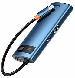 USB Type-C хаб Baseus Metal Gleam Multifunctional 6in1 Blue (WKWG000003) - мініатюра 3
