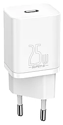 Мережевий зарядний пристрій з швидкою зарядкою Baseus Super Si QC 25W 3A EU + USB C-C Cable White (TZCCSUP-L02) - мініатюра 2
