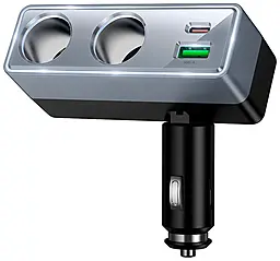 Автомобильное зарядное устройство с разветвителем прикуривателя Hoco Z65B 240w 1xUSB-C/1xUSB-A/2xCigarette lighter ports car charger black - фото Автомобильное зарядное устройство с разветвителем прикуривателя Hoco Z65B 240w 1xUSB-C/1xUSB-A/2xCigarette lighter ports car charger black