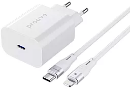 Сетевое зарядное устройство с быстрой зарядкой Proove 20w PD USB-C fast charger + USB-C to Lightning cable white (54677) - фото Сетевое зарядное устройство с быстрой зарядкой Proove 20w PD USB-C fast charger + USB-C to Lightning cable white (54677)