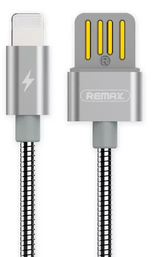 Кабель Remax Metal Serpent USB-A - Lightning 12w 2.4a 1м cable Silver (RC-080i) - фото 1