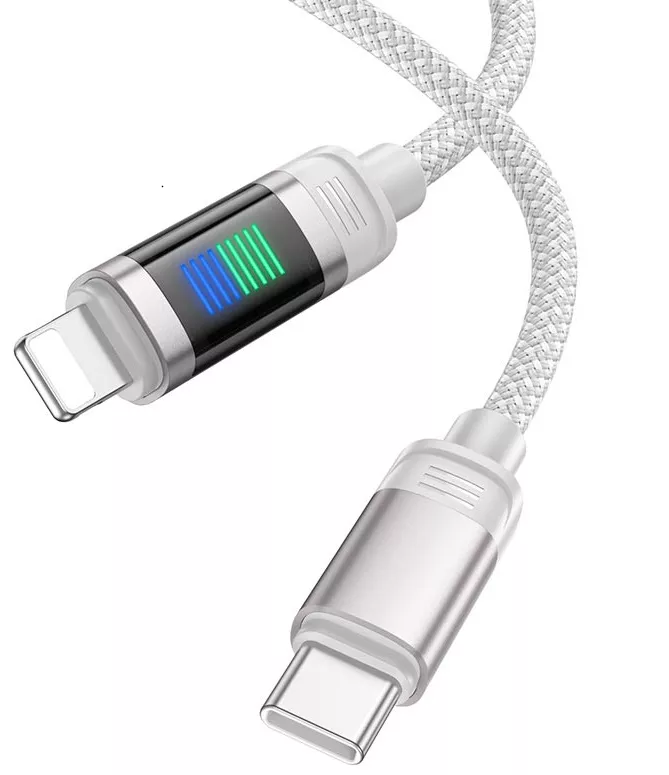 Кабель Hoco U126 Lantern USB Type-C - Lightning 27w 3a 1.2м PD сable Gray - фото 3