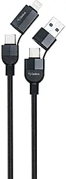Кабель Gelius OpenX GP-UCN017 4-in-1 USB-A/USB-C to Type-C/Lightning cable 100w 5a 1м PD cable Black - фото Кабель Gelius OpenX GP-UCN017 4-in-1 USB-A/USB-C to Type-C/Lightning cable 100w 5a 1м PD cable Black
