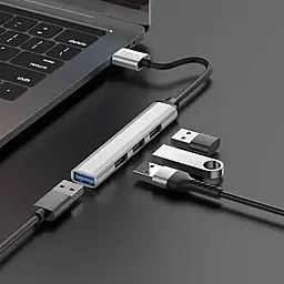 USB Type-C хаб Hoco HB26 4-in-1 Hub silver - миниатюра 5