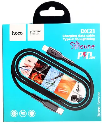 Кабель Hoco DX21 Silicone USB Type-C - Lightning 20w 3a 1м PD сable Red - фото 2