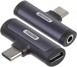 Аудио-переходник Remax M-F USB Type-C -> Type-C + 3.5mm Black (RL-LA03a) - фото Аудио-переходник Remax M-F USB Type-C -> Type-C + 3.5mm Black (RL-LA03a)
