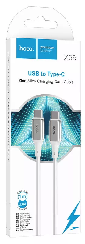 Кабель Hoco X66 Howdy USB Type-C - Type-C 60w 3a 1м PD cable White - фото 4