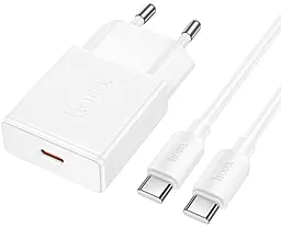 Сетевое зарядное устройство Hoco N72 20w PD USB-C fast charegr + USB-C to USB-C cable white - фото Сетевое зарядное устройство Hoco N72 20w PD USB-C fast charegr + USB-C to USB-C cable white