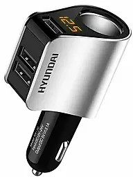 Автомобильное зарядное устройство Hyundai 15.5w 3.1a 3xUSB-A ports car charger silver - фото Автомобильное зарядное устройство Hyundai 15.5w 3.1a 3xUSB-A ports car charger silver