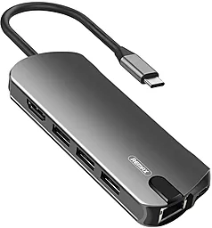 Мультипортовый USB Type-C хаб Remax RU-U50 Wosan Series 6in1 Docking Station Black
