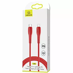 Кабель Usams U38 USB Type-C - Lightning 30w 3a 1.2м PD сable Red - фото Кабель Usams U38 USB Type-C - Lightning 30w 3a 1.2м PD сable Red