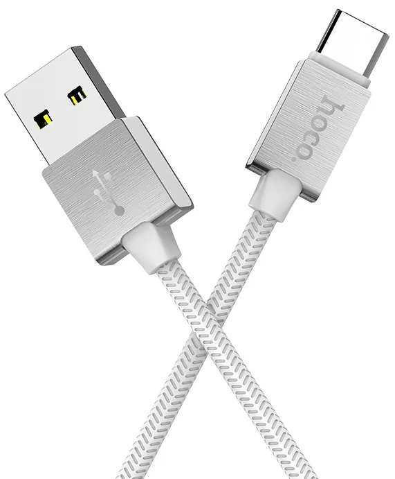 Кабель Hoco U49 Refined Steel USB-A - Type-C 12w 2.4a 1.2м cable White - фото 2