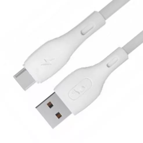 Кабель SkyDolphin S22T Soft Silicone USB-A - Type-C 12w 2.4a 1м cable White - фото 2
