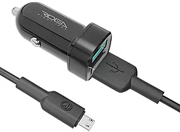 Автомобильное зарядное устройство Ridea RCC-21112 12W 2.4A 2xUSB-A + microUSB cable Black - миниатюра 3