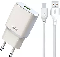 Сетевое зарядное устройство XO L92D 18w QC3.0 home charger + USB-C cable white