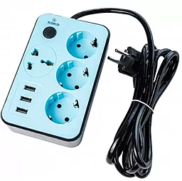 Мережевий фільтр (подовжувач) XoKo XK-SP-3-3-1 4роз. 2USB 2м чорний/чорний - фото Мережевий фільтр (подовжувач) XoKo XK-SP-3-3-1 4роз. 2USB 2м чорний/чорний