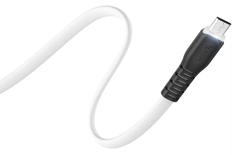 Кабель Hoco X44 Soft Silicone USB-A - micro USB 12w 2.4a 1м cable White - фото 2