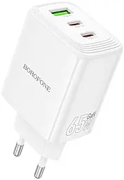 Сетевое зарядное устройство с быстрой зарядкой Borofone BN32 Cargador 65w PD/QC 2xUSB-C/USB-A ports charger white - фото Сетевое зарядное устройство с быстрой зарядкой Borofone BN32 Cargador 65w PD/QC 2xUSB-C/USB-A ports charger white