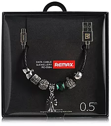 Кабель Remax Jewellery USB-A - micro USB 12w 2.4a 0.5м cable Black (RC-058m) - фото Кабель Remax Jewellery USB-A - micro USB 12w 2.4a 0.5м cable Black (RC-058m)