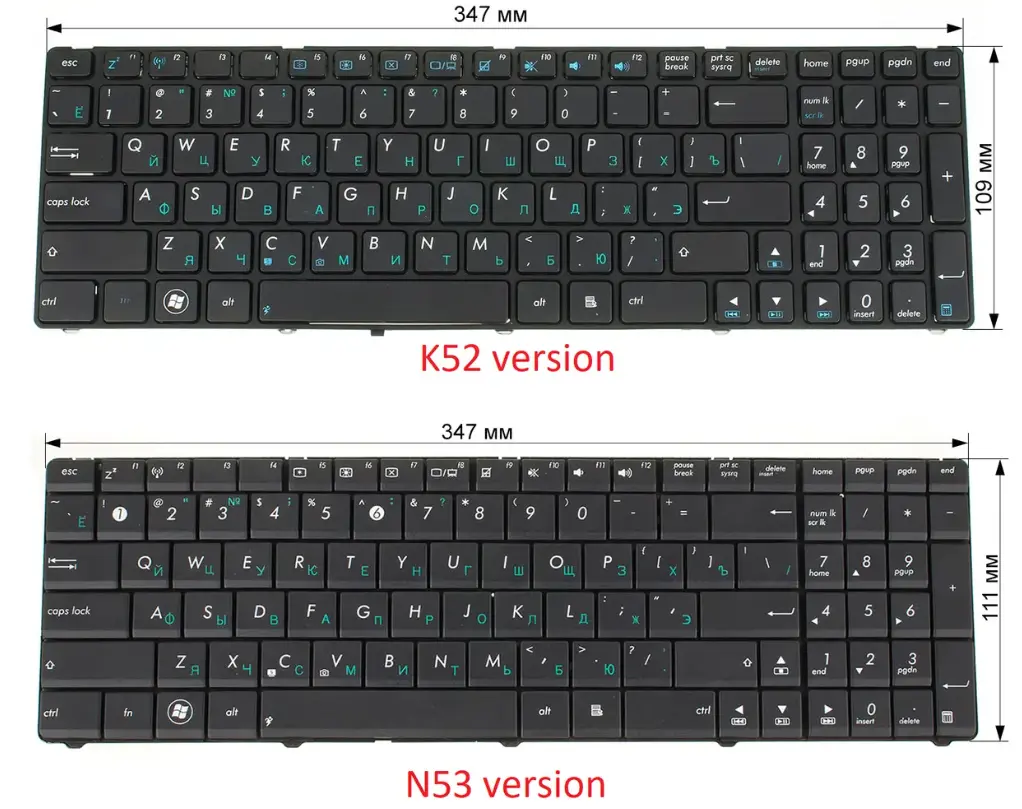 Клавіатура для ноутбуку Asus K52D (04GN0K1KRU00-1) RU/ENG з рамкою (K52 version) Black - фото 2