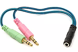 Аудио разветвитель PowerPlant mini Jack 3.5mm 2xM/F 0.22 м black/blue (CA913084) - фото Аудио разветвитель PowerPlant mini Jack 3.5mm 2xM/F 0.22 м black/blue (CA913084)