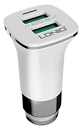 Автомобильное зарядное устройство LDNio DL-C301 Auto-ID 18w 2xUSB-A car charger white/silver - фото Автомобильное зарядное устройство LDNio DL-C301 Auto-ID 18w 2xUSB-A car charger white/silver