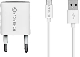 Мережевий зарядний пристрій Florence 1A + micro USB Cable White (FL-1000-WM)