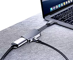 Мультипортовый USB Type-C хаб Baseus Little Box USB-C -> HDMI+Type-C Smart HUB Converter Grey (CAHUB-E0G) - миниатюра 6