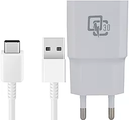 Мережевий зарядний пристрій EasyLife YJ-08 2a QC3.0 home charger + USB-C cable white