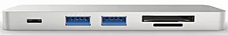 Мультипортовый USB Type-C хаб (концентратор) WIWU T8 Lite USB-C -> USB-C+3xUSB3.0+microSD+SD+USB-C