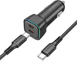 Автомобільний зарядний пристрій Borofone BZ28B Trophie 55w PD 2xUSB-C ports charger + USB-C to USB-C cable black - фото Автомобільний зарядний пристрій Borofone BZ28B Trophie 55w PD 2xUSB-C ports charger + USB-C to USB-C cable black