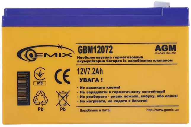 Акумуляторна батарея Gemix 12V 7.2AH (GBM12072) AGM - фото 1