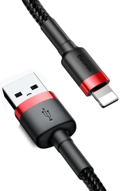 Кабель Baseus Cafule USB-A - Lightning 12w 2.4a 1м cable Black/Red (CALKLF-B19) - фото 3