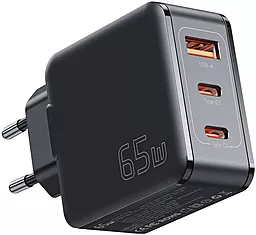 Мережевий зарядний пристрій Essager 65w GaN PD 2xUSB-C/USB-A potts fast charger black (JT-G65B)