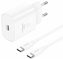 Сетевое зарядное устройство Foneng EU51 25w PD USB-C fast charger + USB-C to USB-C cable white (EU51-CH-W) - фото Сетевое зарядное устройство Foneng EU51 25w PD USB-C fast charger + USB-C to USB-C cable white (EU51-CH-W)