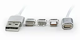USB Кабель Cablexpert Magnetic 3-in-1 USB Type-C/Lightning/micro USB Cable White