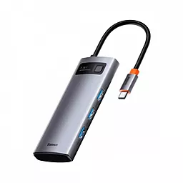 Мультипортовый USB Type-C хаб (концентратор) Baseus Metal Gleam Series 5-in-1 Multifunctional Type-C HUB Docking Station 30Hz Version Gray (WKWG020013)
