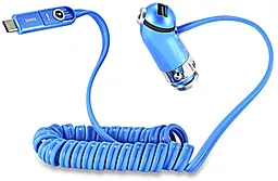 Автомобильное зарядное устройство Remax RCC211 2.4a car charger + Lightning/micro USB cable blue (RCC211) - фото Автомобильное зарядное устройство Remax RCC211 2.4a car charger + Lightning/micro USB cable blue (RCC211)