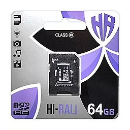 Карта пам'яті Hi-Rali microSDXC 64GB Class 10 + SD-адаптер (HI-64GBSDCXCL10-01) - фото Карта пам'яті Hi-Rali microSDXC 64GB Class 10 + SD-адаптер (HI-64GBSDCXCL10-01)